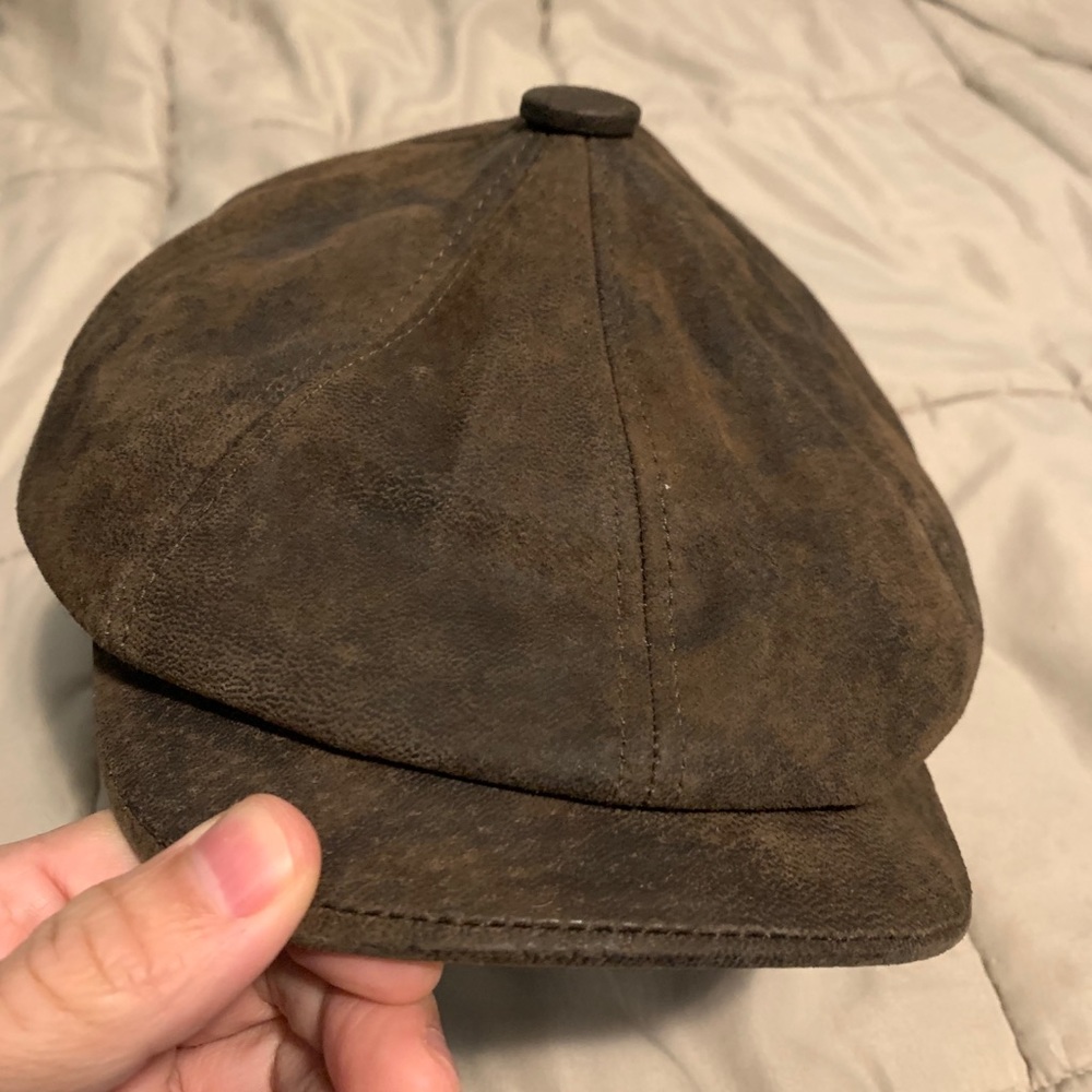 STETSON Men's Weathered Leather Newsboy Cap,Size L